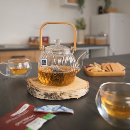 Borosilikatinio stiklo arbatinukas su bambukine rankena, 700 ml
