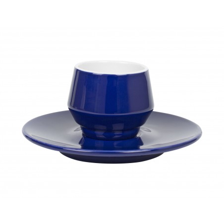 Dvigubo porceliano puodelis su lėkštele MANIKO, 70 ml (mėlynas)