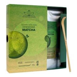 Žaliosios japoniškos ceremoninės arbatos MATCHA rinkinys su bambukiniu samteliu